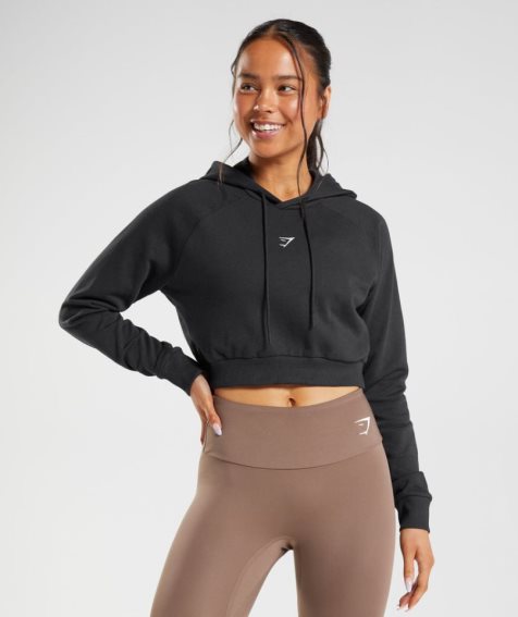 Women's Gymshark Training Cropped Hoodie Black | NZ 1GSZYT